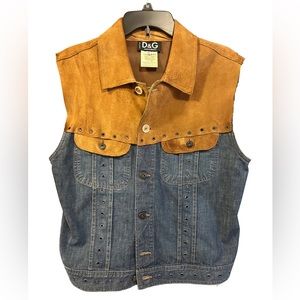 Authentic D&G denim vest with soft suede leather top. Worn only once.
